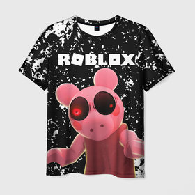 Мужская футболка 3D с принтом Roblox piggy Свинка Пигги. в Санкт-Петербурге, 100% полиэфир | прямой крой, круглый вырез горловины, длина до линии бедер | game | gamer | logo | minecraft | piggi | roblox | simulator | игра | конструктор | лого | пигги | свинья | симулятор | строительство | фигура