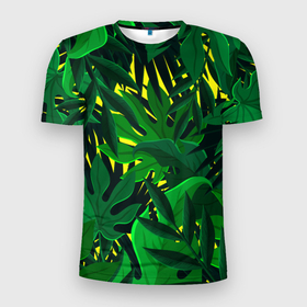 Мужская футболка 3D Slim с принтом В джунглях в Петрозаводске, 100% полиэстер с улучшенными характеристиками | приталенный силуэт, круглая горловина, широкие плечи, сужается к линии бедра | nature | summer | азия | бали | бамбук | деревья | джунгли | жара | зелень | кусты | лес | летний | лето | листья | море | острова | отдых | отпуск | пальмы | папоротник | пляж | природа | растения | солнце