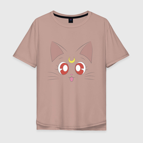 Мужская футболка хлопок Oversize с принтом Sailor Moon Luna в Екатеринбурге, 100% хлопок | свободный крой, круглый ворот, “спинка” длиннее передней части | animal | cat | cuty | eyes | face | kitty | luna | moon | pet | sailor moon | глаза | котенок | кошка | луна | милота | мордочка кота | мультяшки | питомец | сейлор мун | сейлормун | сейлормун луна | сэйлор мун
