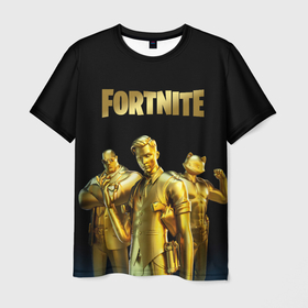 Мужская футболка 3D с принтом FORTNITE GOLD SQUAD в Петрозаводске, 100% полиэфир | прямой крой, круглый вырез горловины, длина до линии бедер | 2 часть | 3 season | 3 сезон | fortnite | gold | midas | squad | мидас | фортнайт