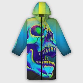 Дождевик унисекс 3D с принтом Neon skull в городе Новоалтайск,  |  | color | grin | jaw | orbits | skull | teeth | зубы | оскал | пасть | цвет | череп