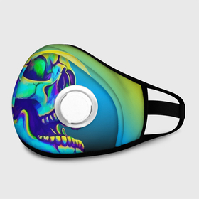 Маска из неопрена с принтом Neon skull в городе Новоалтайск, неопрен 100% | Форма огибающая нос. Резинки для ушей с дополнительной резинкой на затылке. Клапан для выдоха для активного дыхания при занятиях спортом. Эластичный материал маски и окантовки для лучшего растяжения и прилегания маски.  | Тематика изображения на принте: color | grin | jaw | orbits | skull | teeth | зубы | оскал | пасть | цвет | череп