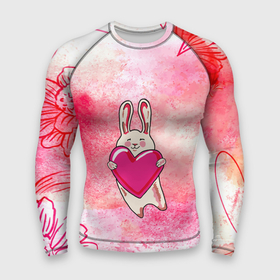 Мужской рашгард 3D с принтом Влюбленный Зайчик в Петрозаводске,  |  | like | love | loveis | pink | валентин | влюбленным | женщинам | животные | зайка | зайчик | заяц | звери | каваи | кролик | лапки | люблю | любовь | мордочка | няшный | подарок | прикольный | сердечки | сердце