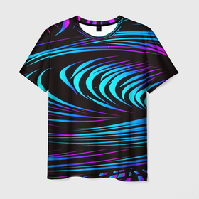 Мужская футболка 3D с принтом STRIPES WAVE , 100% полиэфир | прямой крой, круглый вырез горловины, длина до линии бедер | abstract | abstraction | geometry | line | pattern | psy | абстрактный | абстракция | геометрия | краски | кубики | линии | неоновые | неоновый | психоделика | текстура