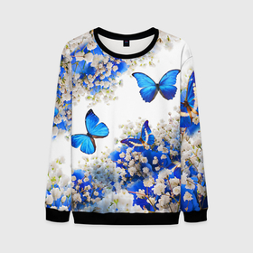 Мужской свитшот 3D с принтом Butterfly | Blue White в Новосибирске, 100% полиэстер с мягким внутренним слоем | круглый вырез горловины, мягкая резинка на манжетах и поясе, свободная посадка по фигуре | Тематика изображения на принте: butterfly | earth | flowers | forest | neon | бабочки | весенняя | весна | зелень | земля | зима | зимняя | искусство | краски | лес | летняя | лето | море | неон | океан | осенняя | природа | приятная | растения | рестение