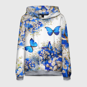 Мужская толстовка 3D с принтом Butterfly | Blue White в Новосибирске, 100% полиэстер | двухслойный капюшон со шнурком для регулировки, мягкие манжеты на рукавах и по низу толстовки, спереди карман-кенгуру с мягким внутренним слоем. | Тематика изображения на принте: butterfly | earth | flowers | forest | neon | бабочки | весенняя | весна | зелень | земля | зима | зимняя | искусство | краски | лес | летняя | лето | море | неон | океан | осенняя | природа | приятная | растения | рестение
