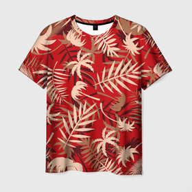 Мужская футболка 3D с принтом ТРОПИЧЕСКИЕ ПАЛЬМЫ. в Курске, 100% полиэфир | прямой крой, круглый вырез горловины, длина до линии бедер | Тематика изображения на принте: 2020 | tropical | лето | лето2020 | листья | пальмы | тропические пальмы