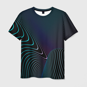 Мужская футболка 3D с принтом НЕОН STRIPES , 100% полиэфир | прямой крой, круглый вырез горловины, длина до линии бедер | abstract | abstraction | geometry | line | pattern | psy | абстрактный | абстракция | геометрия | краски | кубики | линии | неоновые | неоновый | психоделика | текстура