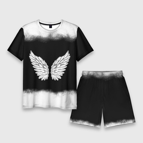 Мужской костюм с шортами 3D с принтом Im an angel ,  |  | angel | birds | fly | wings | ангел | бабочка | богиня | воздушный | демон | дым | космос | крылья | лебедь | летать | летучий | милые | мифические | небесный | небо | облако | пегас | перья | прикольные | птица | рай