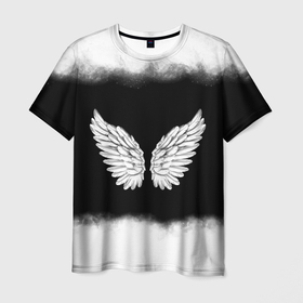 Мужская футболка 3D с принтом Im an angel в Кировске, 100% полиэфир | прямой крой, круглый вырез горловины, длина до линии бедер | angel | birds | fly | wings | ангел | бабочка | богиня | воздушный | демон | дым | космос | крылья | лебедь | летать | летучий | милые | мифические | небесный | небо | облако | пегас | перья | прикольные | птица | рай