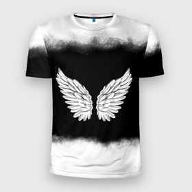 Мужская футболка 3D спортивная с принтом Im an angel в Новосибирске, 100% полиэстер с улучшенными характеристиками | приталенный силуэт, круглая горловина, широкие плечи, сужается к линии бедра | angel | birds | fly | wings | ангел | бабочка | богиня | воздушный | демон | дым | космос | крылья | лебедь | летать | летучий | милые | мифические | небесный | небо | облако | пегас | перья | прикольные | птица | рай