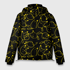 Мужская зимняя куртка 3D с принтом Покемоны в Тюмени, верх — 100% полиэстер; подкладка — 100% полиэстер; утеплитель — 100% полиэстер | длина ниже бедра, свободный силуэт Оверсайз. Есть воротник-стойка, отстегивающийся капюшон и ветрозащитная планка. 

Боковые карманы с листочкой на кнопках и внутренний карман на молнии. | doodling | pikachu | pokemon | textures | дудлинг | желтый покемон | пика пика | пикачу | покемон | покемоны | стикербомбинг | текстуры | фон