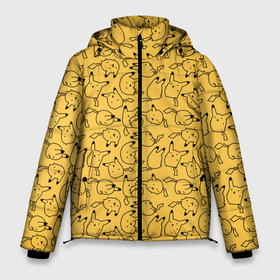 Мужская зимняя куртка 3D с принтом Покемон Пикачу в Тюмени, верх — 100% полиэстер; подкладка — 100% полиэстер; утеплитель — 100% полиэстер | длина ниже бедра, свободный силуэт Оверсайз. Есть воротник-стойка, отстегивающийся капюшон и ветрозащитная планка. 

Боковые карманы с листочкой на кнопках и внутренний карман на молнии. | doodling | pikachu | pokemon | textures | дудлинг | желтый покемон | пика пика | пикачу | покемон | покемоны | стикербомбинг | текстуры | фон