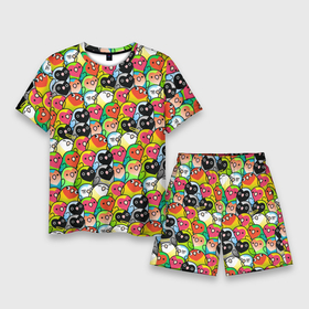 Мужской костюм с шортами 3D с принтом Папуги ,  |  | doodling | textures | волнистые попугайчики | волнистый попугай | дудлинг | папуги | попугаи | попугайчики | птица | птицы | стикербомбинг | текстуры | фон