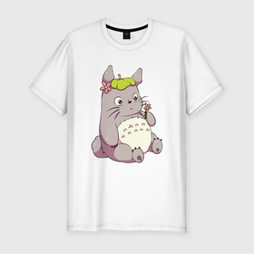 Мужская футболка хлопок Slim с принтом Little Totoro в Тюмени, 92% хлопок, 8% лайкра | приталенный силуэт, круглый вырез ворота, длина до линии бедра, короткий рукав | forest | ghibli | japan | miyazaki | nature | neigbor | neighbour | totoro | анимация | аниме | гибли | друг | животные | лес | любовь | милый | мир | миядзаки | мульт | мультфильм | приключения | природа | сказка | сосед | тоторо