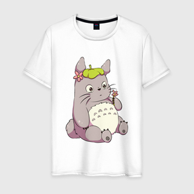 Мужская футболка хлопок с принтом Little Totoro в Екатеринбурге, 100% хлопок | прямой крой, круглый вырез горловины, длина до линии бедер, слегка спущенное плечо. | Тематика изображения на принте: forest | ghibli | japan | miyazaki | nature | neigbor | neighbour | totoro | анимация | аниме | гибли | друг | животные | лес | любовь | милый | мир | миядзаки | мульт | мультфильм | приключения | природа | сказка | сосед | тоторо