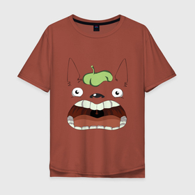 Мужская футболка хлопок Oversize с принтом Scream Totoro в Санкт-Петербурге, 100% хлопок | свободный крой, круглый ворот, “спинка” длиннее передней части | forest | ghibli | japan | miyazaki | nature | neigbor | neighbour | totoro | анимация | аниме | гибли | друг | животные | лес | любовь | милый | мир | миядзаки | мульт | мультфильм | приключения | природа | сказка | сосед | тоторо
