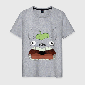 Мужская футболка хлопок с принтом Scream Totoro в Новосибирске, 100% хлопок | прямой крой, круглый вырез горловины, длина до линии бедер, слегка спущенное плечо. | Тематика изображения на принте: forest | ghibli | japan | miyazaki | nature | neigbor | neighbour | totoro | анимация | аниме | гибли | друг | животные | лес | любовь | милый | мир | миядзаки | мульт | мультфильм | приключения | природа | сказка | сосед | тоторо