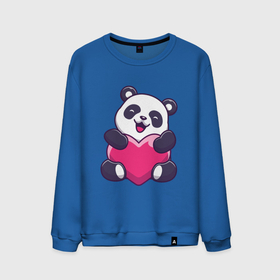 Мужской свитшот хлопок с принтом Панда love в Санкт-Петербурге, 100% хлопок |  | love | влюблённая панда | панда | панда love | панда обнимает сердечко | панда с сердечком | панда с сердцем | панда сердечко | панда сердце | сердечко | сердце