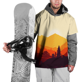Накидка на куртку 3D с принтом Горы закат пейзаж лиса арт в Петрозаводске, 100% полиэстер |  | арт | вектор | геометрия | горы | закат | лето | лиса | пейзаж | силуэт | символы | фигуры