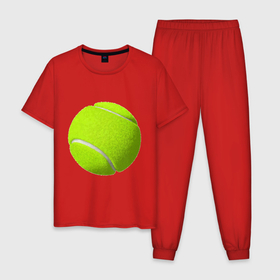 Мужская пижама хлопок с принтом Теннис в Кировске, 100% хлопок | брюки и футболка прямого кроя, без карманов, на брюках мягкая резинка на поясе и по низу штанин
 | exclusive merch | большой | игра | мяч | спорт | теннис