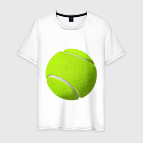 Мужская футболка хлопок с принтом Теннис в Тюмени, 100% хлопок | прямой крой, круглый вырез горловины, длина до линии бедер, слегка спущенное плечо. | exclusive merch | большой | игра | мяч | спорт | теннис