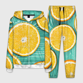 Мужской костюм 3D с принтом Апельсины в Тюмени, 100% полиэстер | Манжеты и пояс оформлены тканевой резинкой, двухслойный капюшон со шнурком для регулировки, карманы спереди | апельсин | дерево | лето | фрукты