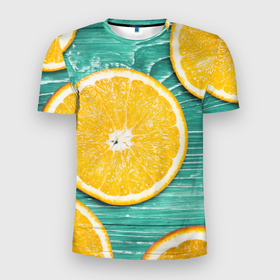 Мужская футболка 3D спортивная с принтом Апельсины в Екатеринбурге, 100% полиэстер с улучшенными характеристиками | приталенный силуэт, круглая горловина, широкие плечи, сужается к линии бедра | апельсин | дерево | лето | фрукты