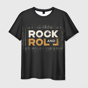 Мужская футболка 3D с принтом Rock and Roll (Z) , 100% полиэфир | прямой крой, круглый вырез горловины, длина до линии бедер | rock | rock and roll | блюз | госпел | драйв | кантри | качайся и катись | музыка | музыкальная | панк | панки | рок | рок н ролл | рокер | хой