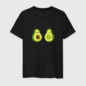 Мужская футболка хлопок с принтом Авокадо Дружба в Екатеринбурге, 100% хлопок | прямой крой, круглый вырез горловины, длина до линии бедер, слегка спущенное плечо. | avocado | cute | fruits | kawaii | like | loveis | авокадо | азия | влюбленным | груша | детские | дружба | еда | каваи | кокос | любовь | мемы | милые | няшные | овощи | орех | парные | прикольные | рисунок | смешные | тропики