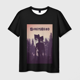 Мужская футболка 3D с принтом Siren Head (сиреноголовый) в Санкт-Петербурге, 100% полиэфир | прямой крой, круглый вырез горловины, длина до линии бедер | scp | siren head | игра | монстр | персонаж | сиреноголовый | чудовище