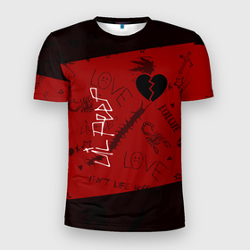 Мужская футболка 3D Slim с принтом LIL PEEP   ЛИЛ ПИП в Новосибирске, 100% полиэстер с улучшенными характеристиками | приталенный силуэт, круглая горловина, широкие плечи, сужается к линии бедра | beautiful | daddy | heart | life | lil | lilpeep | music | peep | rap | rapper | rip | tattoo | лил | лилпип | литл | лого | музыка | папочка | пип | рип | рожица | рэп | рэпер | рэперы | сердечко | сердце | символ | тату | татуировки