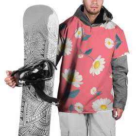 Накидка на куртку 3D с принтом Ромашки в Белгороде, 100% полиэстер |  | Тематика изображения на принте: белый | для девушек | желтый | летний принт | листочки цветов | розовый фон | ромашка | ромашки | цветочки | цветы