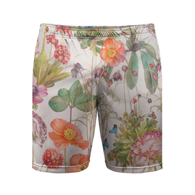 Мужские шорты спортивные с принтом Цветы в Петрозаводске,  |  | Тематика изображения на принте: 2020 | бабочки | летний принт | лето | листья | повседневный принт | цветной принт | цветы | ягоды