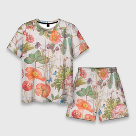 Мужской костюм с шортами 3D с принтом Цветы в Курске,  |  | 2020 | бабочки | летний принт | лето | листья | повседневный принт | цветной принт | цветы | ягоды
