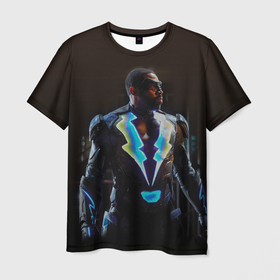 Мужская футболка 3D с принтом Black Lightning в Новосибирске, 100% полиэфир | прямой крой, круглый вырез горловины, длина до линии бедер | Тематика изображения на принте: black lightning | jefferson pierce | vdzabma | джефферсон пирс | черная молния