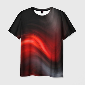 Мужская футболка 3D с принтом BLACK RED WAVES | АБСТРАКЦИЯ в Белгороде, 100% полиэфир | прямой крой, круглый вырез горловины, длина до линии бедер | abstraction | geometry | hexagon | neon | paints | stripes | texture | triangle | абстракция | брызги | геометрия | краски | неон | неоновый | соты | текстура