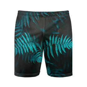 Мужские шорты спортивные с принтом ПАПОРОТНИК ,  |  | summer | tropic | жара | летний | лето | отдых | пальмы | природа | текстура | тропикано | тропики