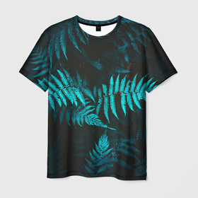 Мужская футболка 3D с принтом ПАПОРОТНИК в Кировске, 100% полиэфир | прямой крой, круглый вырез горловины, длина до линии бедер | summer | tropic | жара | летний | лето | отдых | пальмы | природа | текстура | тропикано | тропики
