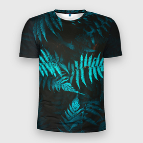 Мужская футболка 3D спортивная с принтом ПАПОРОТНИК в Курске, 100% полиэстер с улучшенными характеристиками | приталенный силуэт, круглая горловина, широкие плечи, сужается к линии бедра | summer | tropic | жара | летний | лето | отдых | пальмы | природа | текстура | тропикано | тропики