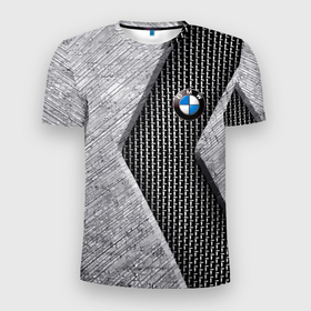 Мужская футболка 3D Slim с принтом BMW в Белгороде, 100% полиэстер с улучшенными характеристиками | приталенный силуэт, круглая горловина, широкие плечи, сужается к линии бедра | bmw | germany | metal | prestige | бмв | германия | металл | престиж