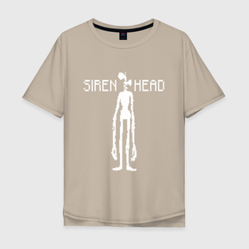 Мужская футболка хлопок Oversize с принтом Siren Head в Екатеринбурге, 100% хлопок | свободный крой, круглый ворот, “спинка” длиннее передней части | game | scp | siren head | игра | монстр | персонаж | пиксель арт | сирена | сиреноголовый | чудовище