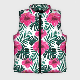 Мужской жилет утепленный 3D с принтом Гавайский гибискус ,  |  | flower | hawaii | hibiscus | palms | summer | sun | ботаника | гаваи | гавайи | гавайка | гавайская | гибискус | красочная | летняя | лето | листья | отдых | отпуск | пальма | пальмы | пляж | растения | символ