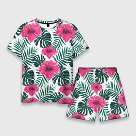 Мужской костюм с шортами 3D с принтом Гавайский гибискус в Курске,  |  | Тематика изображения на принте: flower | hawaii | hibiscus | palms | summer | sun | ботаника | гаваи | гавайи | гавайка | гавайская | гибискус | красочная | летняя | лето | листья | отдых | отпуск | пальма | пальмы | пляж | растения | символ