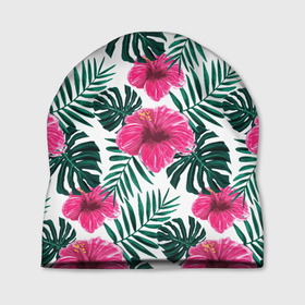 Шапка 3D с принтом Гавайский гибискус в Екатеринбурге, 100% полиэстер | универсальный размер, печать по всей поверхности изделия | flower | hawaii | hibiscus | palms | summer | sun | ботаника | гаваи | гавайи | гавайка | гавайская | гибискус | красочная | летняя | лето | листья | отдых | отпуск | пальма | пальмы | пляж | растения | символ