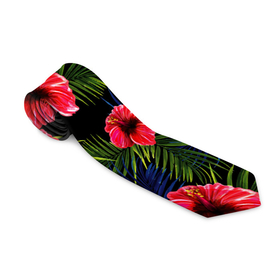 Галстук 3D с принтом Тропические цветы и листья в Курске, 100% полиэстер | Длина 148 см; Плотность 150-180 г/м2 | Тематика изображения на принте: flower | flowers | palms | summer | sun | tropical | ботаника | гавайи hawaii | гавайка | гавайская | красочная | летняя | лето | листья | отдых | отпуск | пальма | пальмы | пляж | растения | символ | тропики | тропические