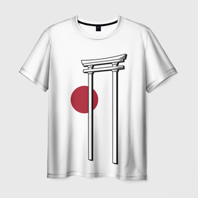 Мужская футболка 3D с принтом Япония Тории (Z) в Петрозаводске, 100% полиэфир | прямой крой, круглый вырез горловины, длина до линии бедер | japan | асихара но накацукуни | государство япония | ниппон | нихон | ооясимагуни | птичий насест | страна восходящего солнца | тории | тория | традиции | традиция | япония