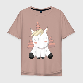 Мужская футболка хлопок Oversize с принтом Милый единорог , 100% хлопок | свободный крой, круглый ворот, “спинка” длиннее передней части | аниме | детские | единорог | животные | звери | лошадь | мультфильмы | позитив