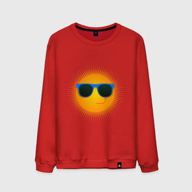 Мужской свитшот хлопок с принтом Солнышко в очках в Новосибирске, 100% хлопок |  | exclusive merch | жара | зной | каникулы | лето | отпуск | очки | солнце