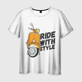 Мужская футболка 3D с принтом RIDE WITH STYLE (Z) в Тюмени, 100% полиэфир | прямой крой, круглый вырез горловины, длина до линии бедер | 2020 | auto | bike | moto | motorcycle | sport | авто | автомобиль | автомобильные | байк | бренд | марка | машины | мопед | мото | мотоциклы | спорт